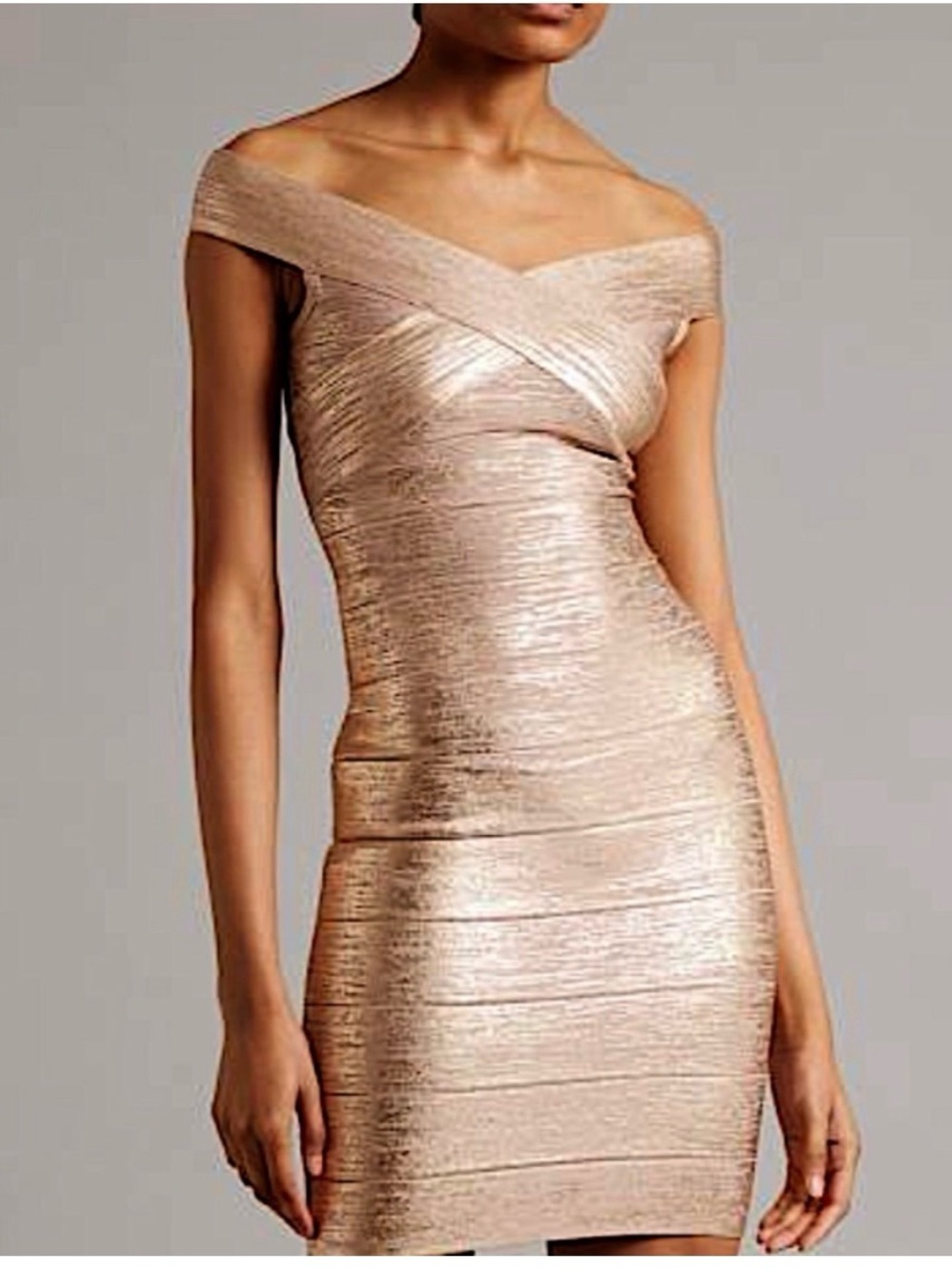 Herve Leger rose gold bandage dress NWT size small
